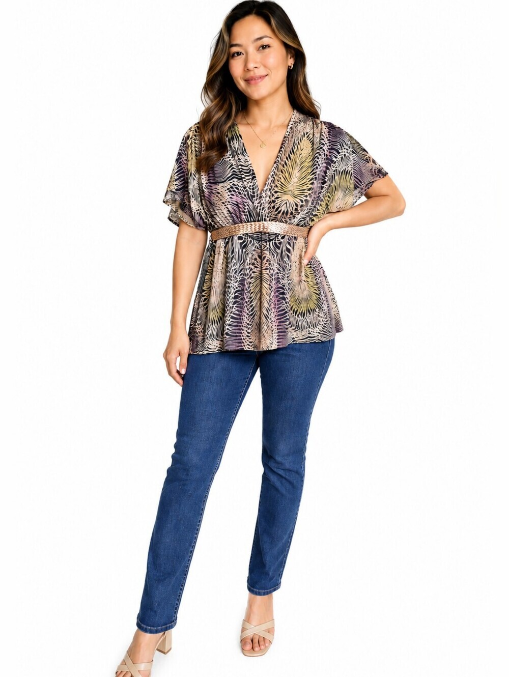 Charlotte Russe Abstract Print Halter Tunic Top | Empire Waist | Size Small